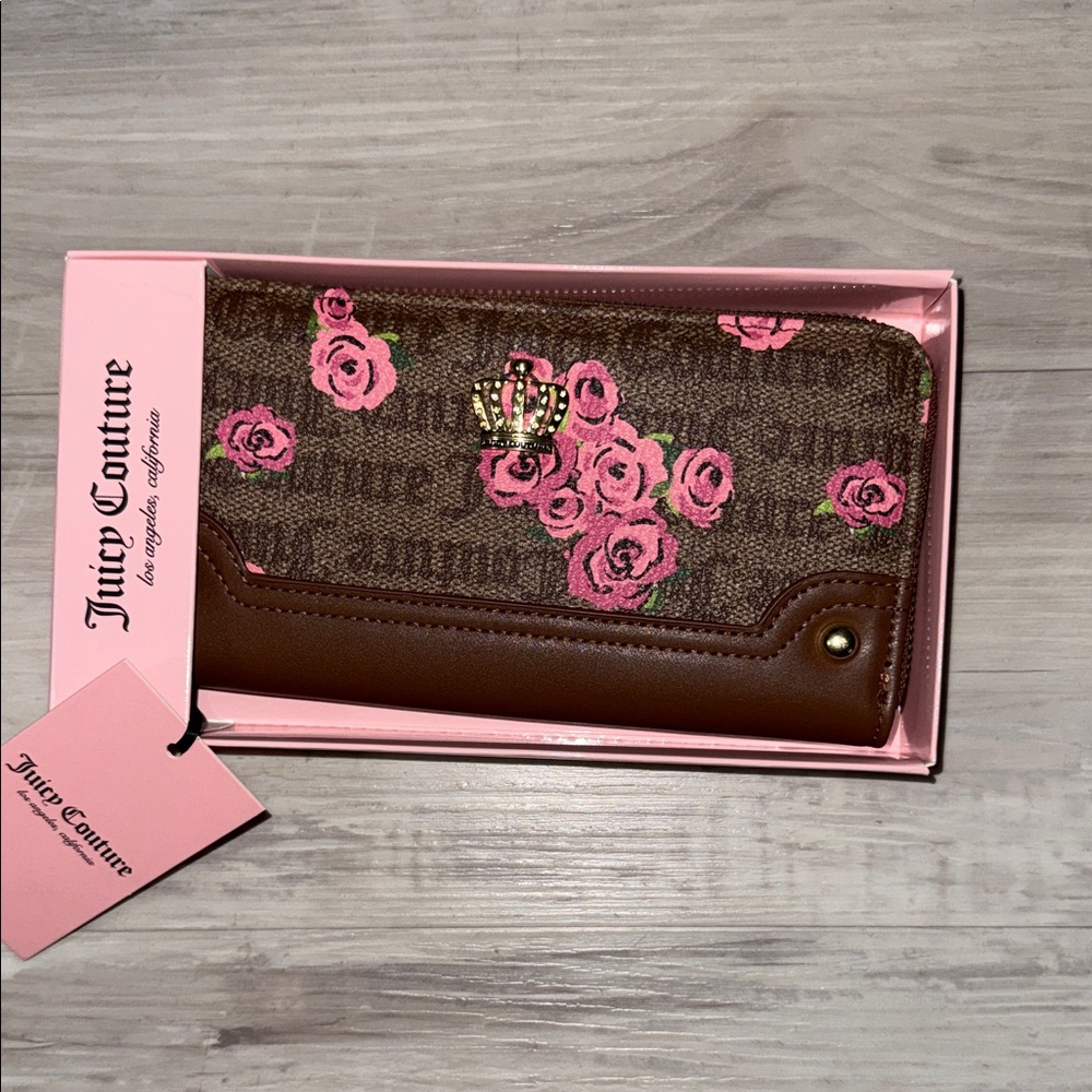 Juicy Couture Brown and Pink Rose Wallet